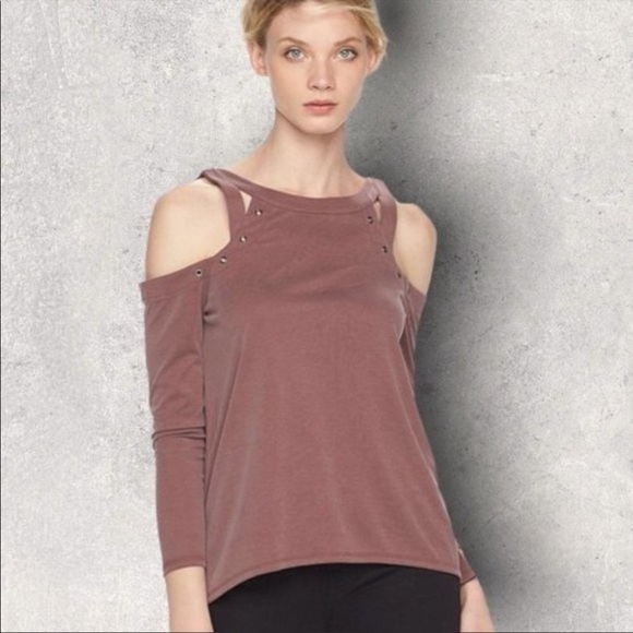 Rock & Republic Mocha Cold Shoulder Top Sz XS - Picture 1 of 6